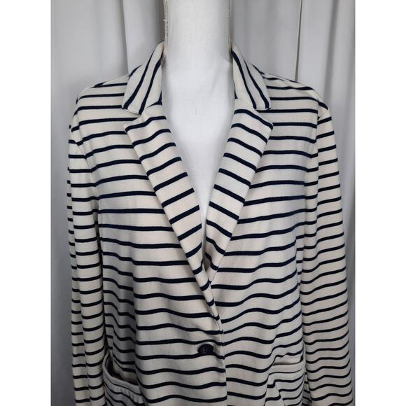 Old Navy Ivory Navy Blue striped jacket - Picture 4 of 11